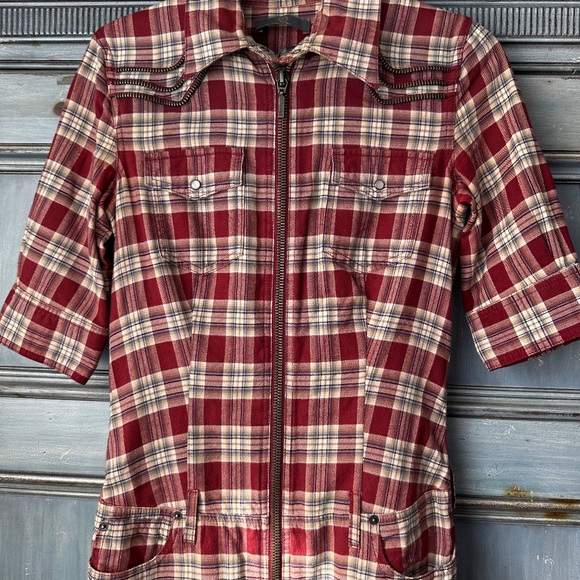 McQ Alexander McQueen  Flannel Plaid body con dress size 40 - Picture 4 of 14